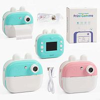 Фотоапарат-принтер C 73495 2 кольори, type-C, роз’єм для TF-карти, фото, відео, плеєр, 5 ігор, чорно-білий друк, рулон термопаперу, ремінець, в к