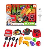 Набір посуду 399 A-3 кухонні ваги, каструля, сковорідка, плитка, продукти, в коробці