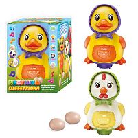 Музична курочка 32772 "WToys", 2 кольори, ОЗВУЧУВАННЯ УКРАЇНСЬКОЮ МОВОЮ, пісня, підсвічування, колесо вільного ходу, несе яйця, в коробці