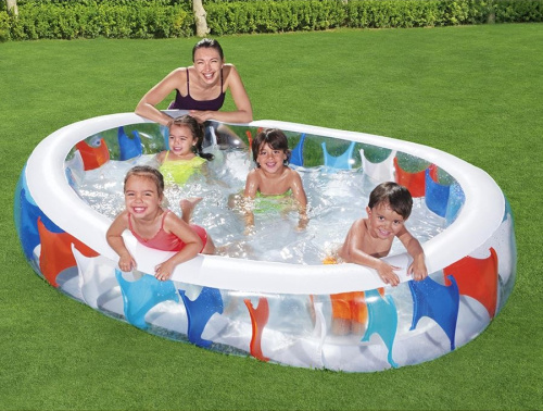 Дитячий надувний басейн BestWay 54066 (51*152*229 см., біло-червоний)