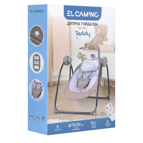 Крісло-гойдалка для немовлят з електро-заколисуванням El Camino ME 1075 TEDDY Beige Animals (механізм гойдання: маятник) фото 10