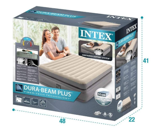 Надувне ліжко Intex 64164 (51*152*203 см, двоспальне, подвійний матрац, вбудований електронасос 220V, до 272 кг) фото 6