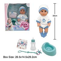 Пупс YL 2430 L-K п'є з пляшечки, ходить на горщик, заплющує очі, аксесуари, висота 30 см, в коробці