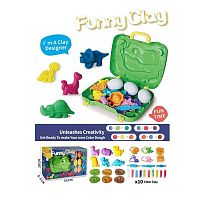 Тісто для ліплення CB 5539 "Мастерня динозаврів", кейс, 10 пачок тіста, форми, качалка, ножичок, в коробці