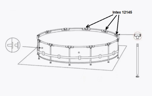 З'єднувач каркаса Intex 12145 (T-подібний, до каркасних круглих басейнів серії Metal Frame Ø366 см*76 см) фото 3