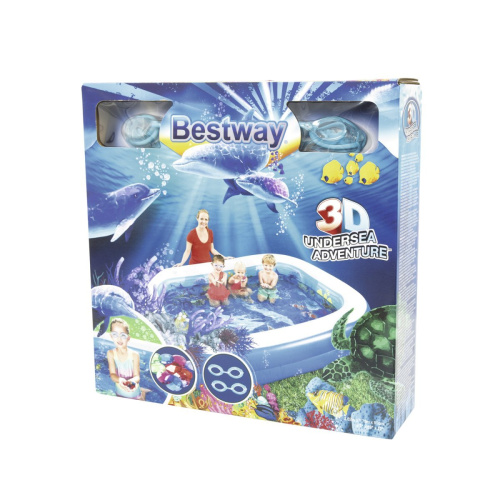 Дитячий надувний басейн «Підводний світ 3D» Bestway 54177 , 262 х 175 х 51 см, з 3-d окулярами та кристалами фото 10