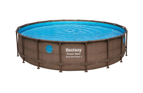 Каркасний басейн Bestway 56977 (122*549 см., об'єм: 23062 л., картриджний фільтр-насос 5678 л/год, дозатор хлору, драбина, тент, серія: Power Steel) фото 3