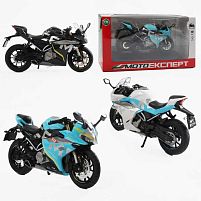 Мотоцикл BG 36-480 "Мото Експерт", 3 кольори, металопластик, масштаб 1:12, прогумовані колеса, підсвічування, звук, амортизація, платформа, в