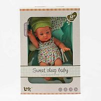 Пупс LD 8809 B м’яке ліжечко, розвивальна дуга, висота 32 см, в коробці