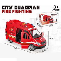 Спецтехніка 139-3 "Пожежний автомобіль", підсвічування, звук, пісні, озвучення англійською мовою, інерція, двері відчиняються, в коробці