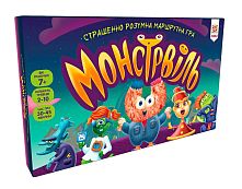 Настільна гра "Монстрвіль: Страшенно розумна маршрутна гра” 124036 “Ранок”, 42 картки з завданнями, 10 карток, 10 фігурок, гральний кубик