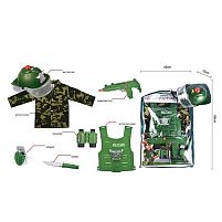 Військовий набір M 012 сорочка, каска, звуки, підсвічування, бронежилет, автомат, бінокль, ніж, граната, в чохлі