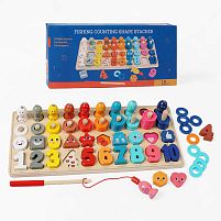 Логічна дерев’яна дошка C 74155 дерев’яна, геометричний сортер, цифри, магнітна риболовля, в коробціртер, цифри, магнітна риболовля, в коробці