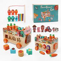 Ігровий центр С 62748 дерев’яний, каталка, сортер, магнітна риболовля з вудочкою, в коробці