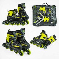 Ролики 27300-М Best Roller /розмір 34-37/ колір – ЖОВТИЙ колеса PU, ПЕРЕДНЄ КОЛЕСО СВІТЛО, устілка 21.5-24 см, d колес – 7 см, в сумці