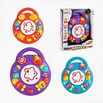 Музичний барабанчик 18317 "WToys", 3 кольори, ОЗВУЧУВАННЯ УКРАЇНСЬКОЮ МОВОЮ, пісні, підсвічування, тріскачка, в коробці, ВИДАЄТЬСЯ ТІЛЬКИ МІКС ВИ