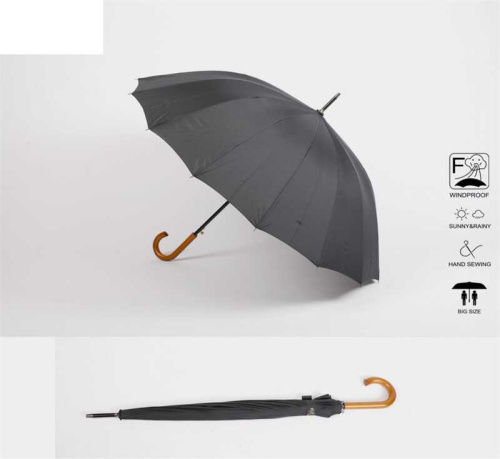 Парасолька C 68639 напівавтомат, d = 115 см, довжина 95 см, 16 спиць, дерев’яна ручка, в пакеті