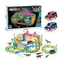 Трек 2816 172 елементи, 2 машинки на батарейках, підсвічування, фігурки динозаврів, в коробці