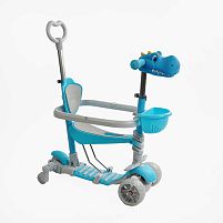Самокат 5в1 P-92401 Best Scooter, з ДОП. КОЛЕСАМИ, захисний бампер, PU колеса зі світлом, в коробці
