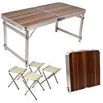 Стіл-валіза зміцнена (мдф, алюм.каркас, 4 стільці) 120*60*70см Stenson MH-5363-1