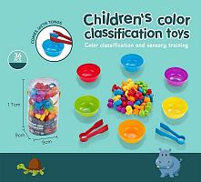 Логічна гра 2188-85 сортер, 36 елементів-тваринок, 6 тарілочок, 2 пари щипців, в слюді