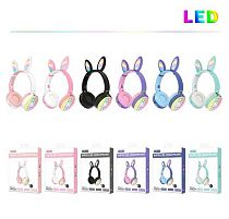 Навушники C 55255 "Зайчик", мікс кольорів, поп-іт, бездротові Bluetooth, світло, радіо, мікрофон, USB кабель, в коробці