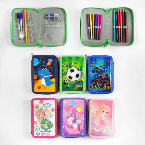 Пенал C 60688 6 видів, 2 відділення, олівці, ручки, фломастери, ВИДАЄТЬСЯ МІКС ВИДІВ