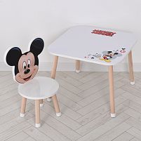 Дитячий столик Bambi M 502-8-3 «Mickey Mouse» (зі стільчиком, ДСП, столик: 44,5*55*55 см, стільчик: 22*22*49 см, сидіння ↑25 см, силік. захист ніжок)
