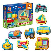 Набір магнітів "Транспорт" VT 3106-26 укр "Vladi Toys", 17 елементів, в коробці