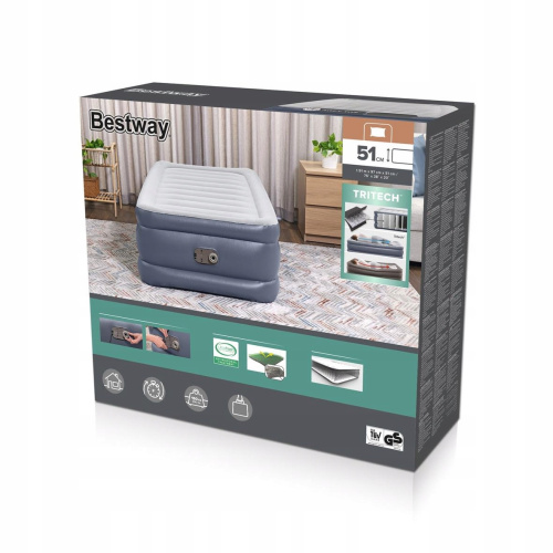 Надувне ліжко BestWay 6713G (односпальне, 51*97*191 см., вбудований електронасос 220V, навантаження: до 150 кг.) фото 7