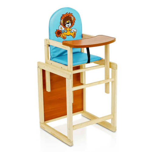 Стільчик для годування немовлят /шкірзам/№2054 - "Лев" - колір БЛАКИТНИЙ ТМ "Мася"