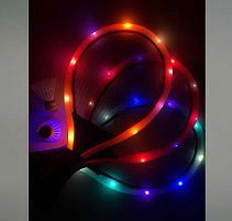 Ракетки HF 309 2 ракетки, 2 воланчики, підсвічування, на батарейках, пластиковий каркас, текстильна сітка, м’яка ручка, в сітці