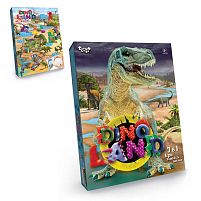 Ігровий набір "Dino land 7в1" DL-01-01U УКР. "Danko Toys", тісто, настільна гра, сніг, формочки