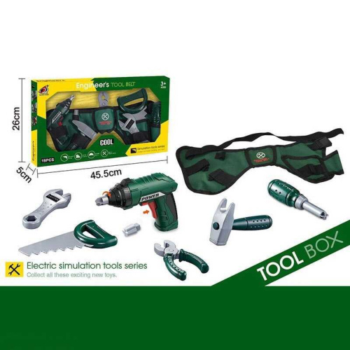 Набір інструментів G 269 автоматичний шуруповерт, зміна напрямку обертів, гайковий ключ, пила, молоток, викрутка, плоскогубці, пояс для інструмен