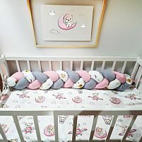 Бортик у ліжко "Косичка" 73382 тканина ФЛАНЕЛЬ Premium, наповнювач СИНТЕПУХ, розмір 120*18 см "Bimbo"