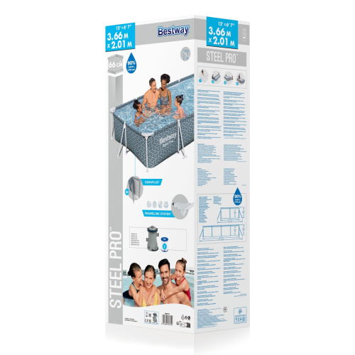 Каркасний басейн Bestway 561FV (66*201*366 см., об'єм: 4000 л., картриджний фільтр-насос 1250 л/год. ремкомплект, серія: Steel Pro) фото 8