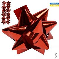 Бант для подарункового пакування "Металл Червоний" 8см 12шт/уп Stenson 4-Red