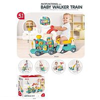 Ходунки-каталка 6064 піаніно, звук, підсвітка, толокар, годинник, сортер, рухомі елементи, парогенератор, звук потяга, на батарейках, в коробці