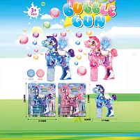 Пістолет з мильними бульбашками 667 2 кольори, “Поні”, автоматичний принцип, 3 пляшки мильного розчину, музика, підсвічування, на батарейках, н
