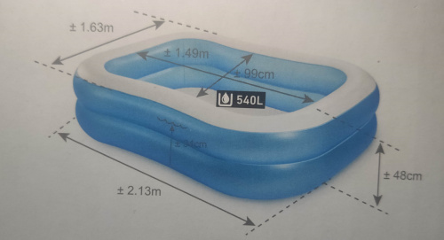 Дитячий надувний басейн «Сімейний» Intex 57180 (48*152*203 см., обє'м: 540 л., блакитний) фото 5
