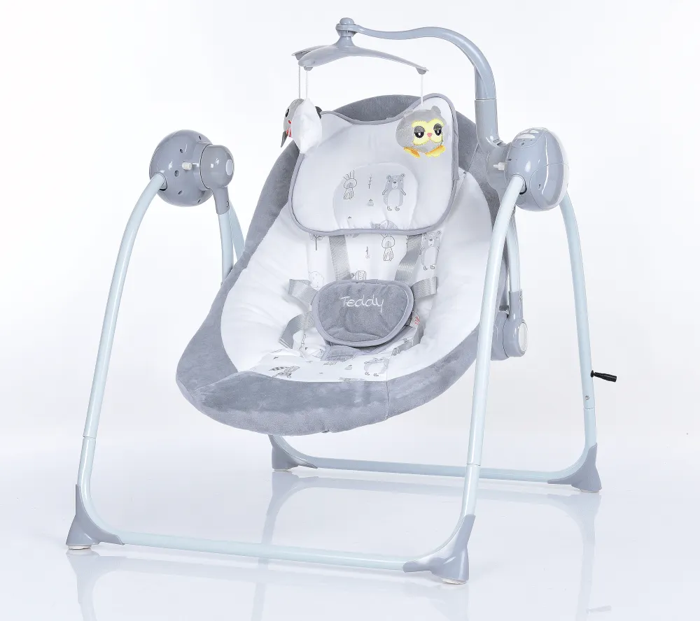 Крісло-гойдалка для немовлят з електро-заколисуванням El Camino ME 1075 TEDDY Gray Animals (механізм гойдання: маятник) фото 2