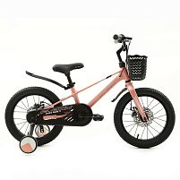 Велосипед дитячий двоколісний MB 1683 PEONY (колеса: Ø16"/гума, рама: магній, гальма: дискові, додаткові колеса, кошик)