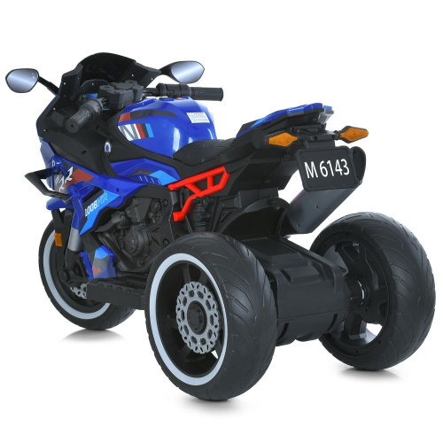 Електромотоцикл дитячий триколісн. Bambi Racer M 6143EL-4 (колеса передні Ø12.2", задні Ø12.6"/EVA, акк 12V/7Ah, мотор 2*12V/25W, до 7 км/г, до 30 кг) фото 6