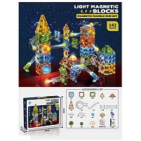Конструктор магнітний 3302 142 деталі, підсвічування, лабіринт, кульки, наліпки, в коробці