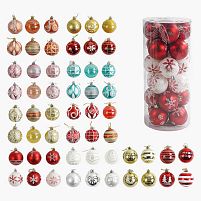 Новорічні прикраси C 67614 24 штуки, кульки, D = 6 см, у слюді, ВИДАЄТЬСЯ ТІЛЬКИ МІКС ВИДІВ