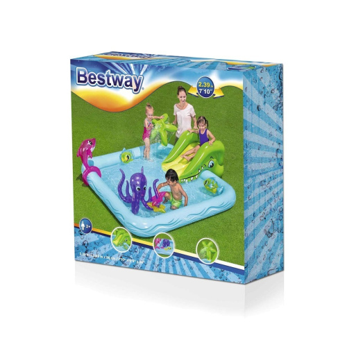 Дитячий надувний ігровий центр Bestway 53052 «Акваріум» (Водна гірка з басейном та іграшками, 86*206*239 см.) фото 17