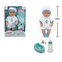 Пупс YL 2530 A-F висота 30 см, п'є з пляшечки, ходить на горщик, знімний одяг, аксесуари, в коробці
