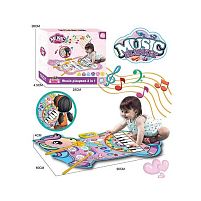 Музичний килимок YYD-07 2 в 1, піаніно, барабани, музика, музичні інструменти, зміна гучності, на батарейках, запис, в коробці