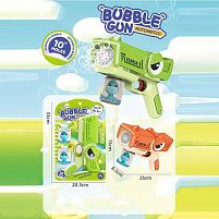 Пістолет з мильними бульбашками 668-85 2 види, на батарейках, автоматичне видування, мильний розчин, на батарейках, на листі