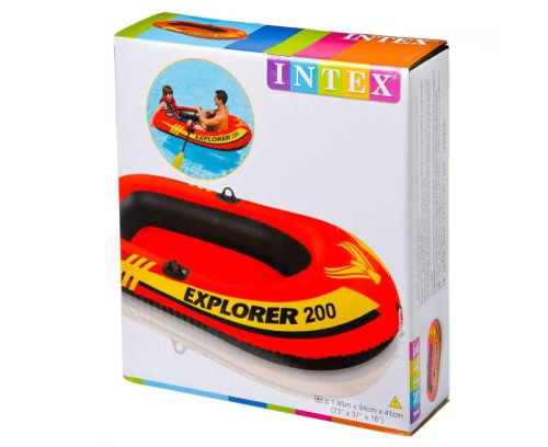 Човен надувний Intex 58330 «Explorer 200» (41*94*185 см, гребний, півторамісний, двокамерний, надувне дно, до 95 кг) фото 4